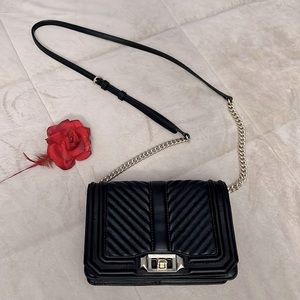 REBECCA MINKOFF SMALL LOVE CROSSBODY BLACK & GOLD